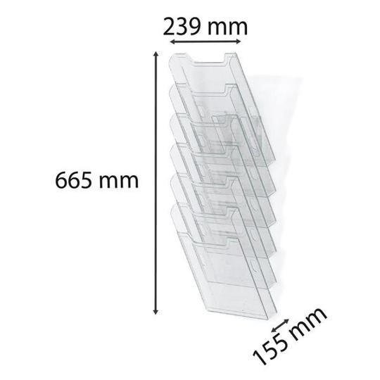 Modulierbarer Wandprospektständer | vertikal | 6 Fächer A4 | Kristall