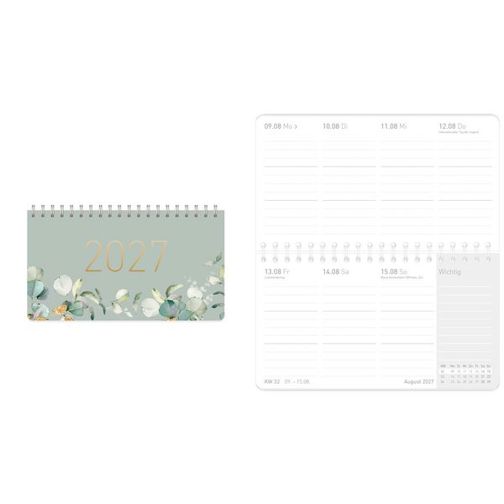Häfft Tischkalender pocket "Minty Leaves" | 2027 (57400494)