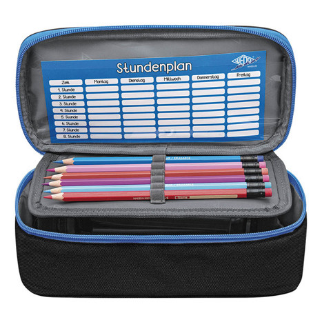 Mäppchen Schlamperbox schwarz/hellblau