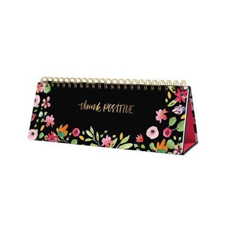 SIGEL JP100 Wochenplaner Jolie undatiert | Flower Love | 1/2 DIN A4 quer | schwarz | grün | rosa | Hardcover | 53 Wochen | 2 Seiten = unten Woche / oben Planungsseite | 124 S. | FSCzertif...