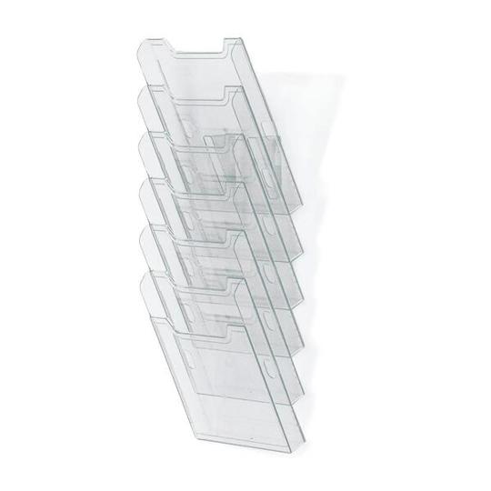 Modulierbarer Wandprospektständer | vertikal | 6 Fächer A4 | Kristall