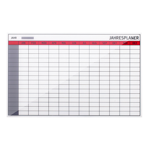 Bi-Office Glas Jahresplaner 78 x 48cm