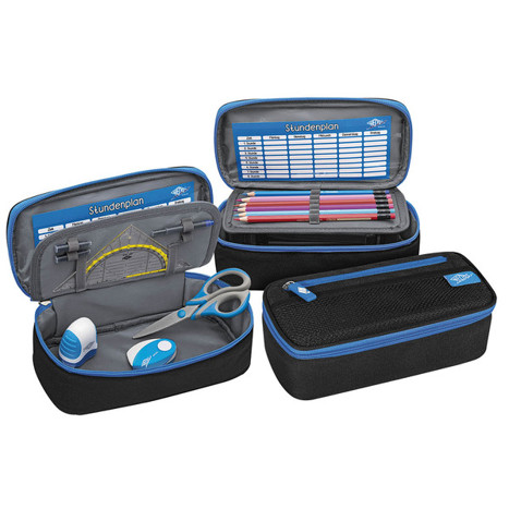 Mäppchen Schlamperbox schwarz/hellblau