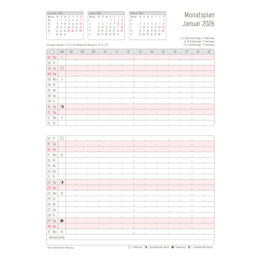 Brieftaschenplaner | A5 | 2026 | weiß | 148 x 210 mm | Inhalt: 18 Blätter / 1 Stück