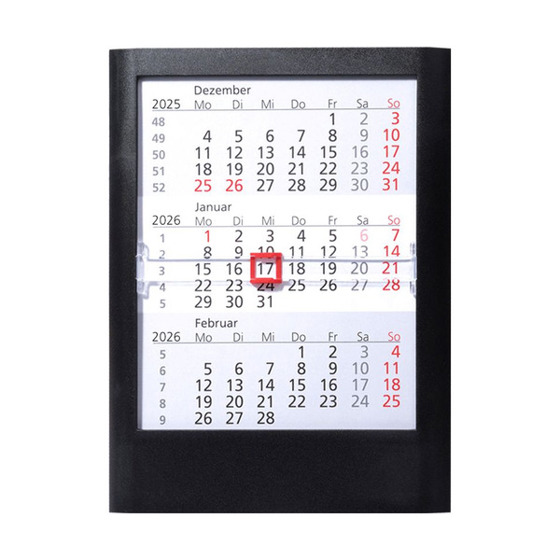 3-Monats-Tischkalender | Kunststoff | schwarz GÜSS 55034