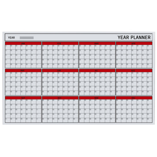 Bi-Office Glas "Year Planner" mit 12 Monaten 78x48cm