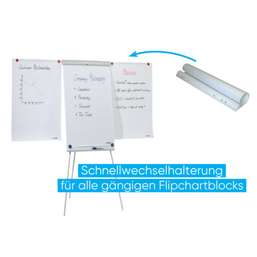 Flipchart X-tra!Line | Stahl | höhenverstellbar | 2 ausklappbare Arme