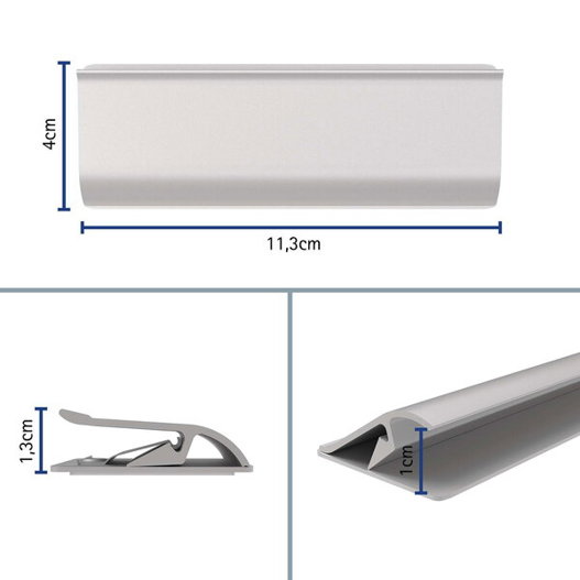 Klemmleiste Aluminium | selbstklebend | Länge 11,3 cm