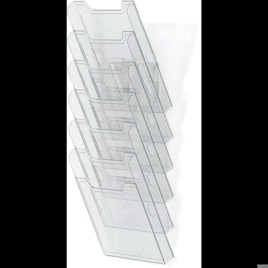 Modulierbarer Wandprospektständer | vertikal | 6 Fächer A4 | Kristall