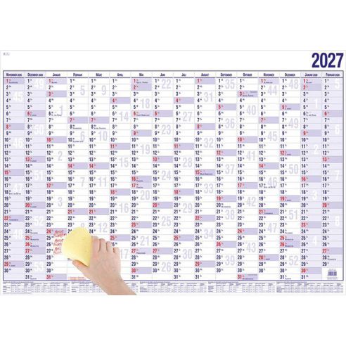 Jahresplaner Güss Wandplaner mit Beschichtung 18000mB | A2 quer (60x42cm) | 16 Monate/1 Seite | beschichteter Karton 170g/m² | abwischbar