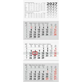 3-Monatskalender Wandkalender 32x74cm 3 Monatsblöcke 2027