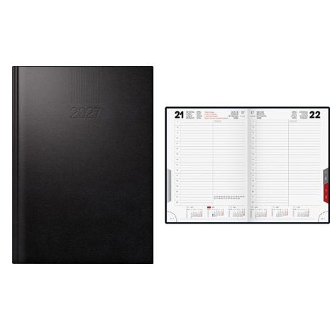 Buchkalender Mod. ROMA 1 '26 | A5 | Kunststoff | schwarz
