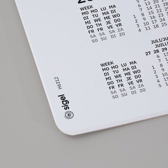 SIGEL H6312 Papier-Schreibtischunterlage DIN A2 | Wandkalender 2026 | 2028 und Wochenplan | 30 Blatt | Schreibunterlage aus nachhaltigem Papier