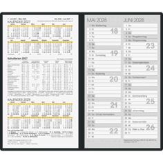 Faltkalender 746 8,7x15,3cm 1 Monat/2 Seiten Leder schwarz 2027