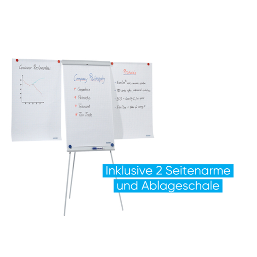 Flipchart X-tra!Line | Stahl | höhenverstellbar | 2 ausklappbare Arme
