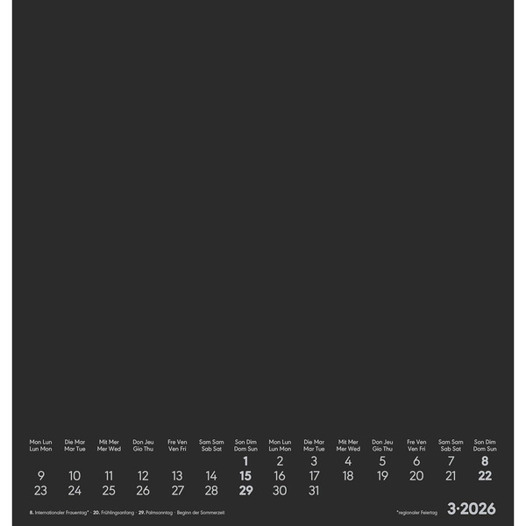 Bastelkalender M 2026 | 21 x 22 cm | 1M/1S | schwarz ALPHA 160646